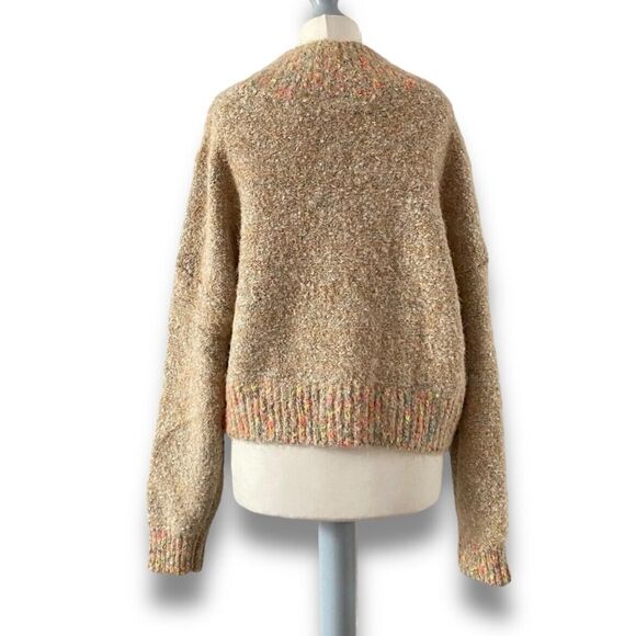 Free People Stardust Pullover Sweater XS Beige Fuzzy Cropped Mock Neck Cozy Boho - Picture 7 of 11